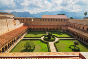 Cloister, Cathedral of Monreale, Monreale, Palermo, Sicily, Italy, Europe Cloister, Cathedral of Monreale, Monreale, Palermo, Sicily, Italy, Europe